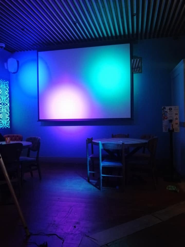 Blue and purple stage lighting
