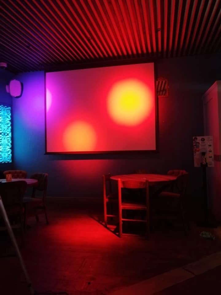 Red and orange stage lighting